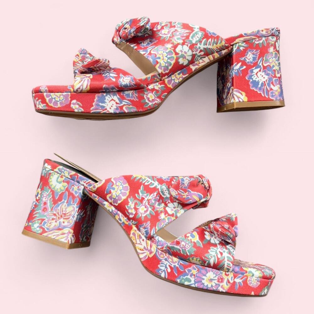 Copper key red floral heels